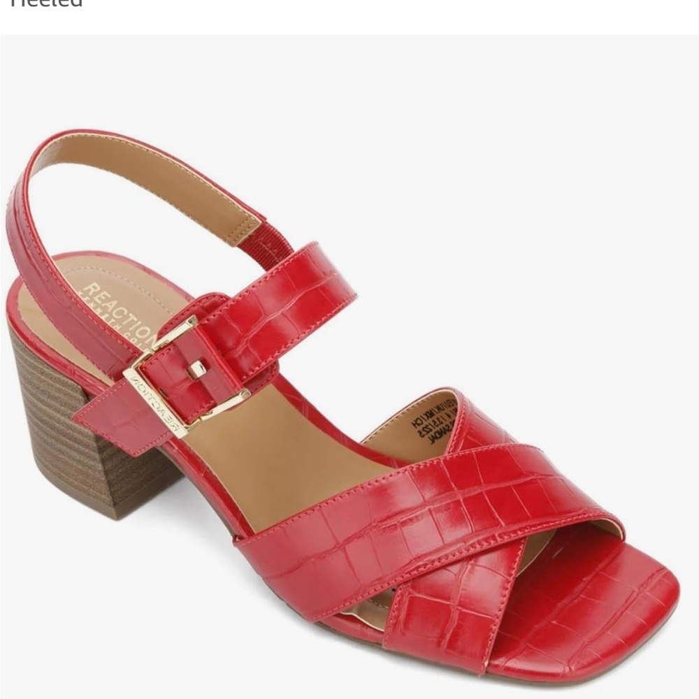 REACTION KENNETH COLE Womens Red X Band Sandals Buckle Closure Ankle Strap Sz 5